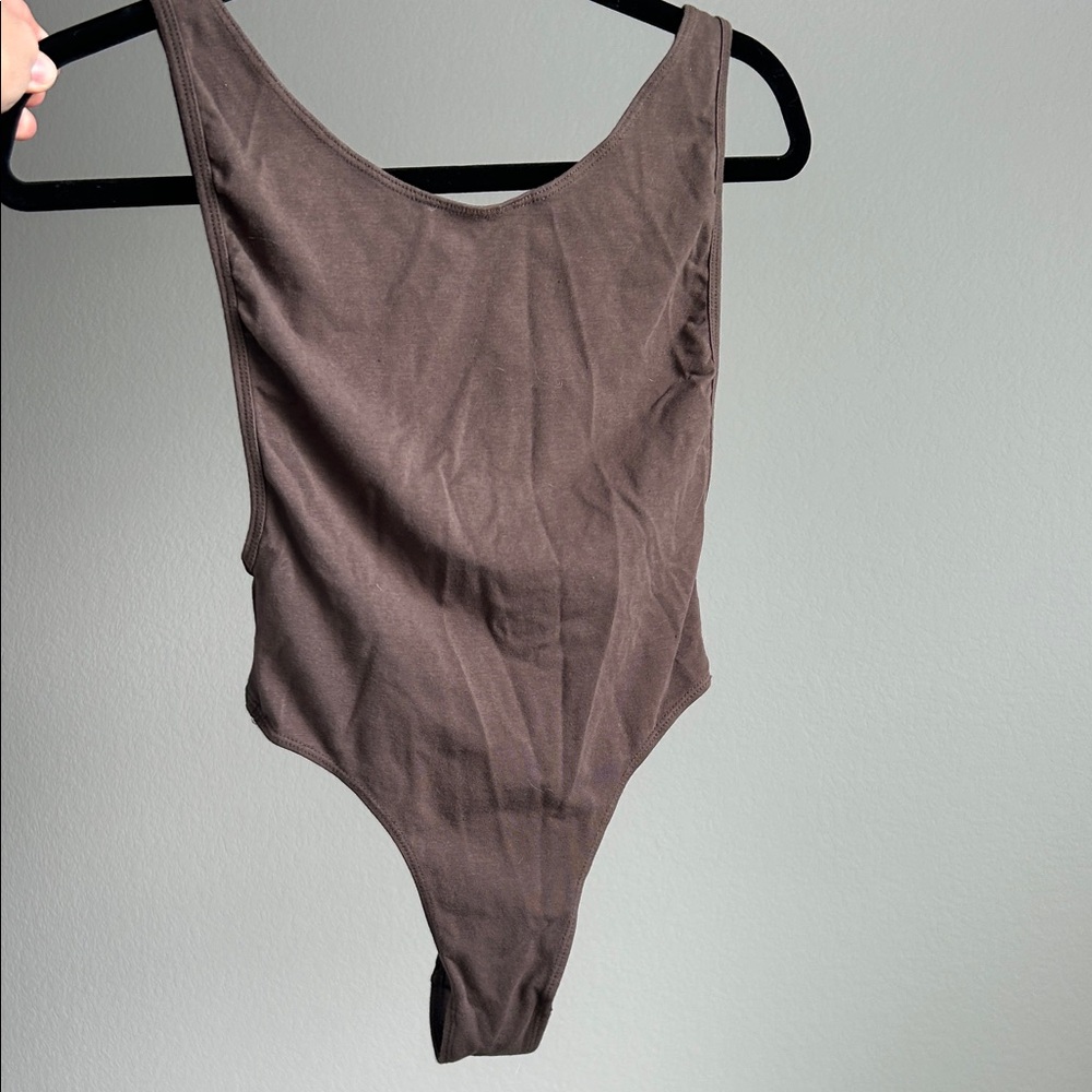 American Apparel Brown Backless Bodysuit